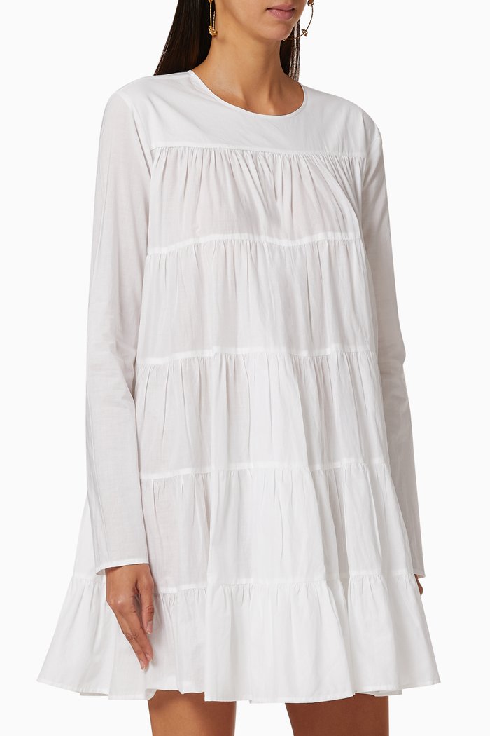 Soliman Tiered Cotton Dress, White