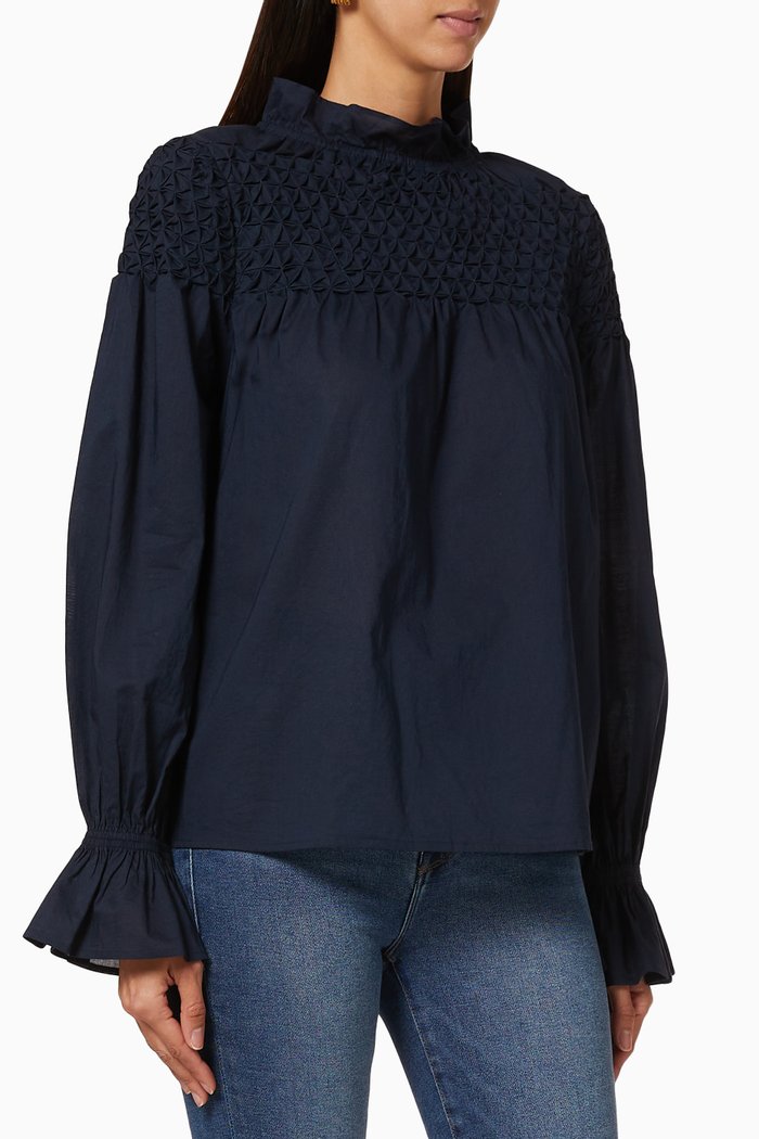 

Majorelle Smock Cotton Blouse, Blue