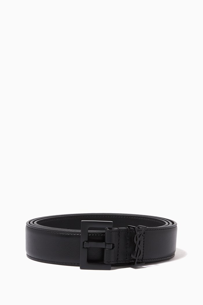 Monogram Belt in Smooth Leather, Black