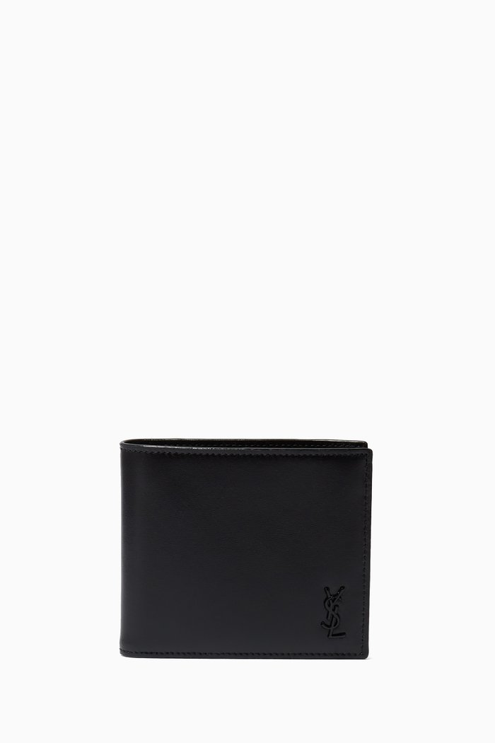 

Tiny Monogram E/W Wallet in Leather, Black