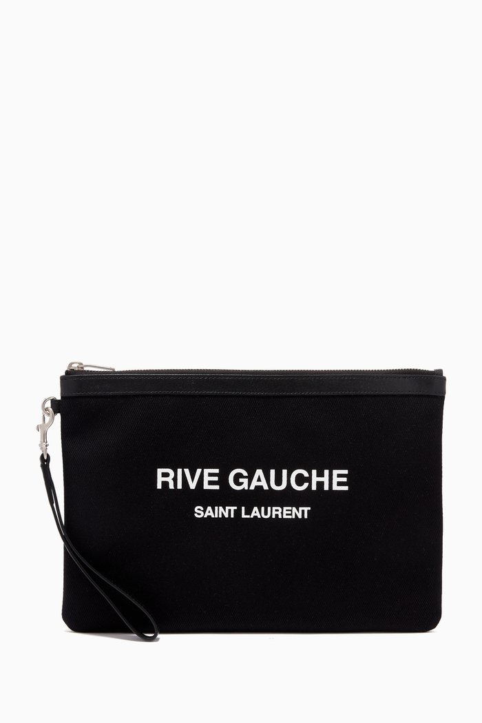 

RIve Gauche Zip Pouch in Bias Canvas, Black