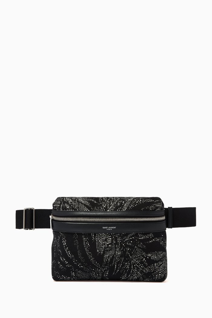 

City Camera Bag in Tropical Print Canvas, Black
