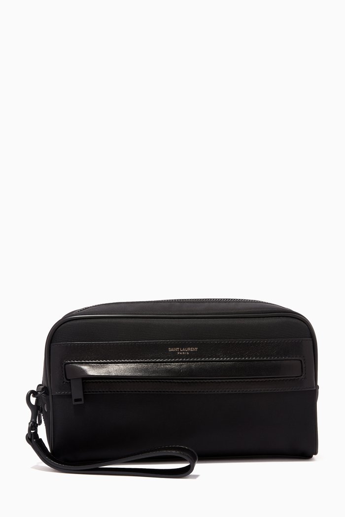 Camp Camera Pouch in Nylon and Lambskin, Black