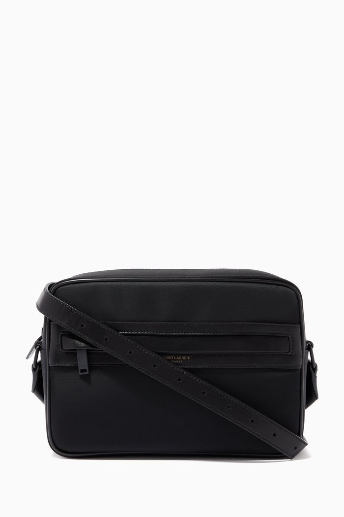 Camp Camera Bag in Nylon and Lambskin, Black