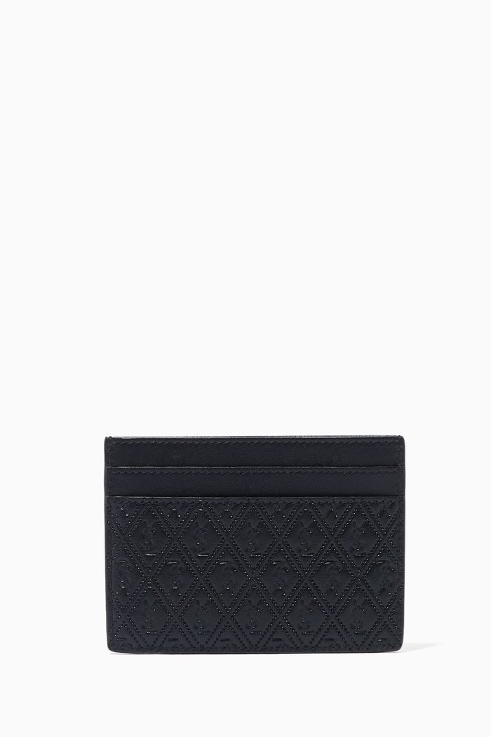 

Monogram Card Holder in Embossed Smooth Leather, Black