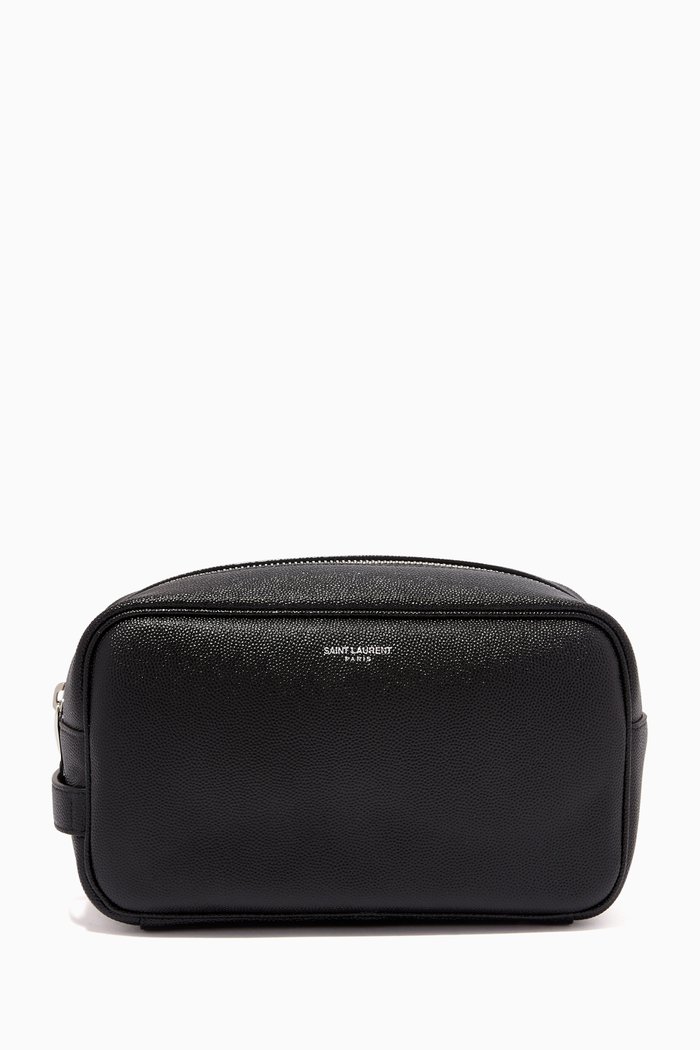 

Small Grooming Case in Grain De Poudre Embossed Leather, Black