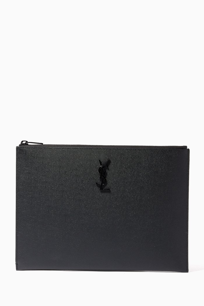 

Monogram Tablet Holder in Grain de Poudre Leather, Black
