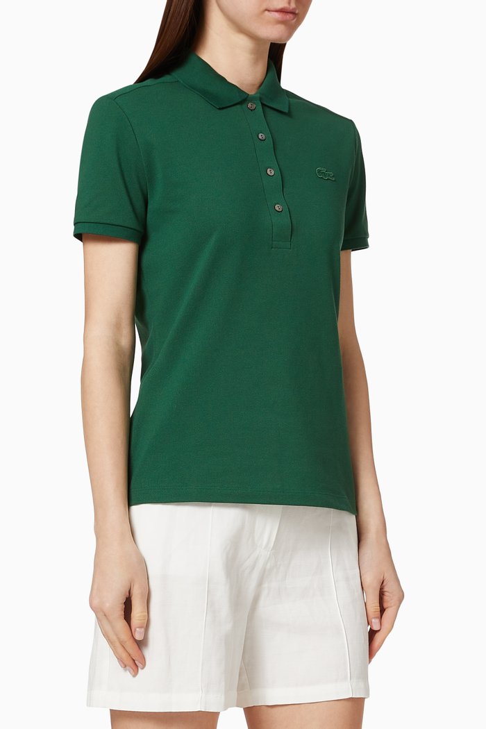 

Slim Fit Cotton Piqué Polo Shirt, Green