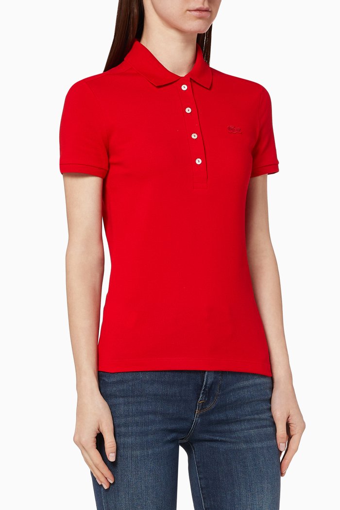 

Slim Fit Cotton Piqué Polo Shirt, Red