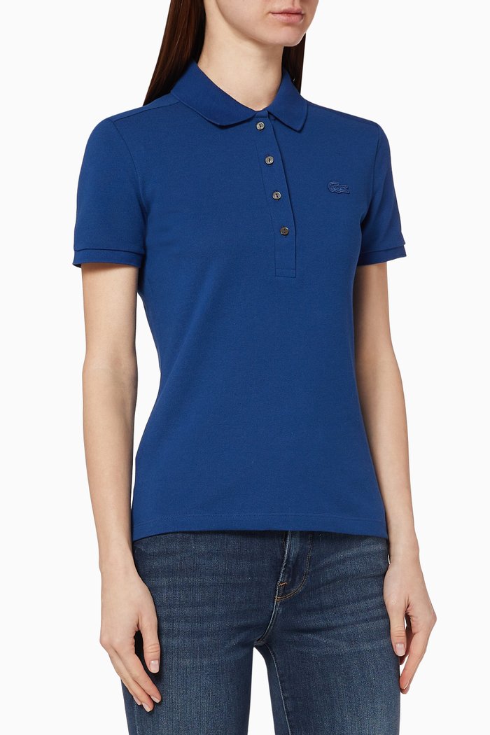 

Slim Fit Cotton Piqué Polo Shirt, Blue
