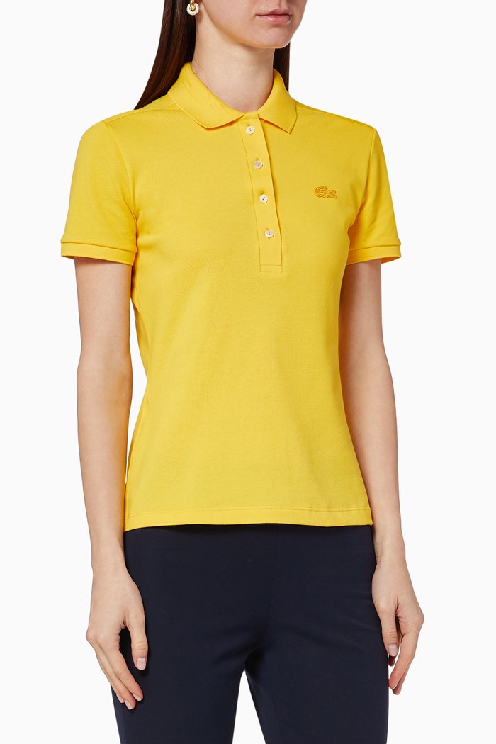 

Slim Fit Cotton Piqué Polo Shirt, Yellow