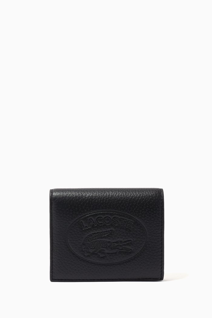 

Croco Crew Snap Wallet in Grained Leather, Black