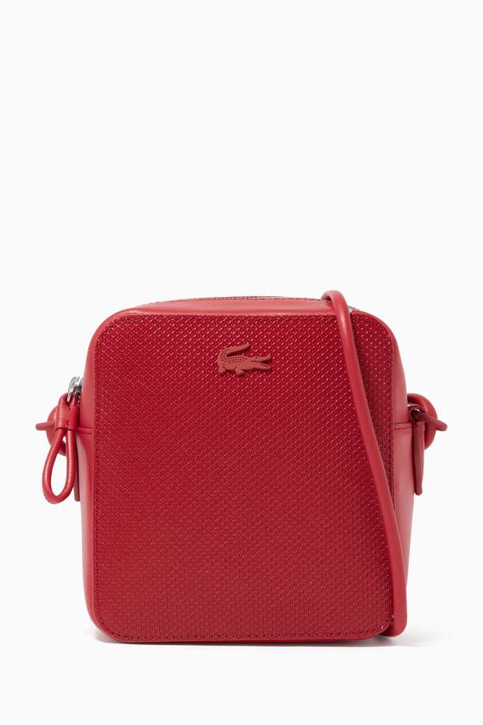 

Chantaco Small Square Shoulder Bag in Matte Piqué Leather, Red