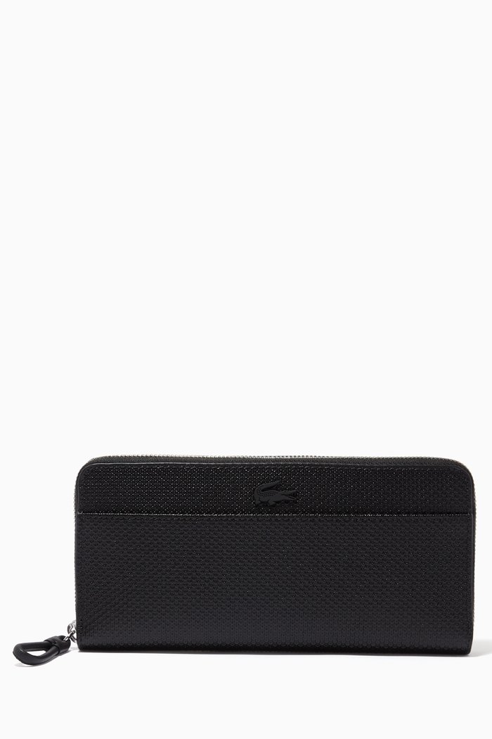 

Chantaco Zip Wallet in Matte Piqué Leather, Black