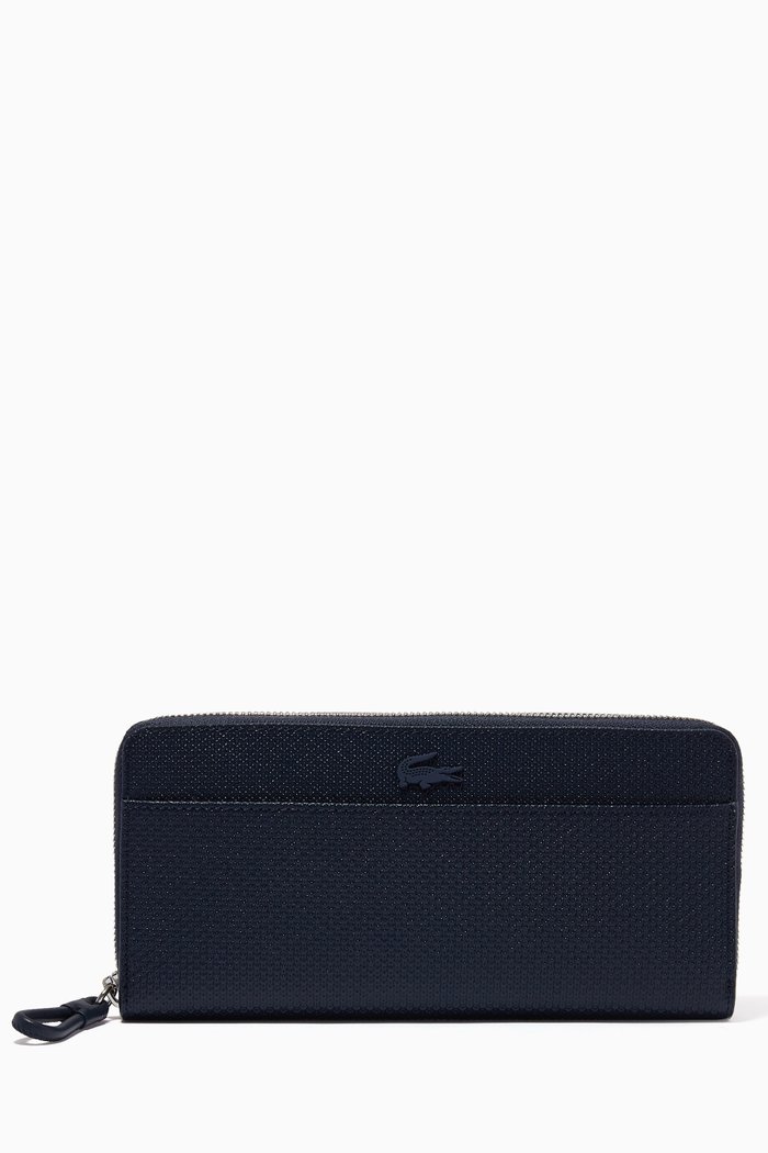 

Chantaco Zip Wallet in Matte Piqué Leather, Blue