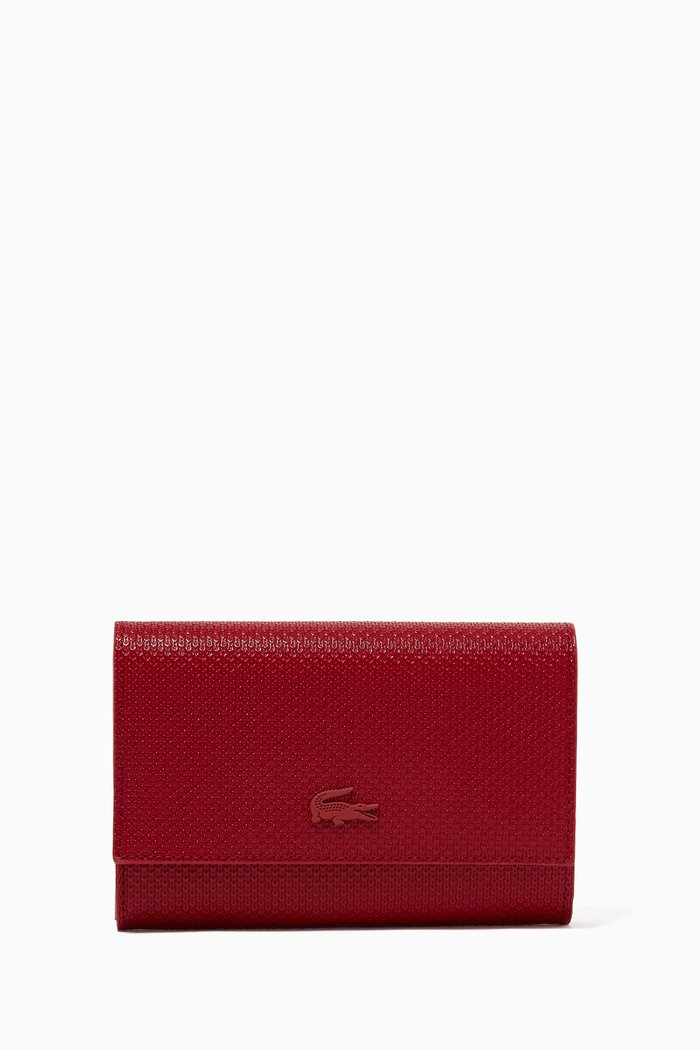 Chantaco Snap Flap Wallet in Matte Piqué Leather, Red