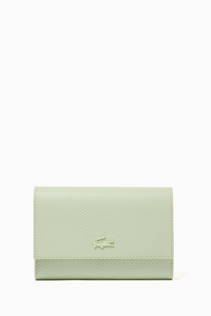 

Chantaco Snap Flap Wallet in Matte Piqué Leather, Green