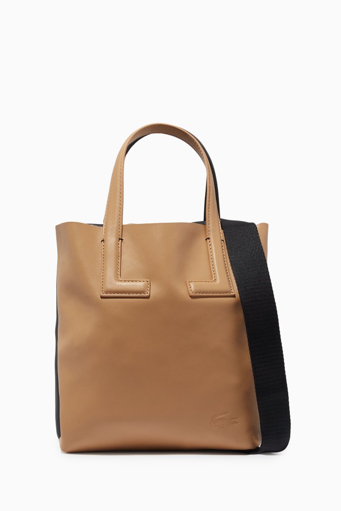 

Duo Double Compartment Small Tote Bag in Leather, Multicolour