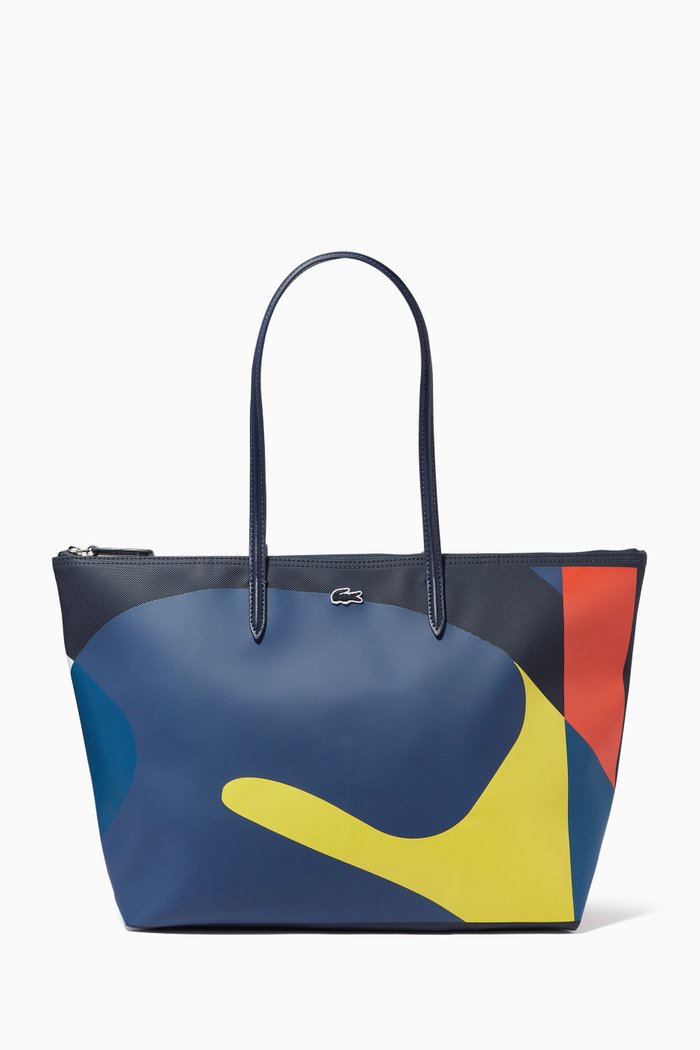 

L.12.12 Large Tote Bag in Abstract Coated Canvas, Multicolour