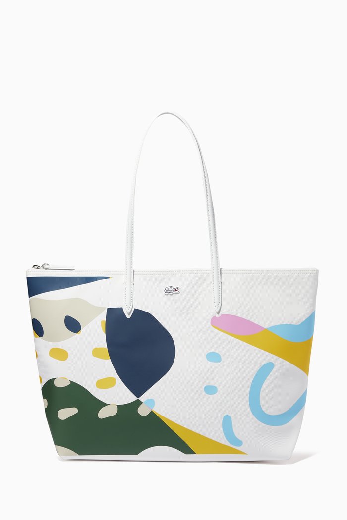 

L.12.12 Large Tote Bag in Abstract Coated Canvas, Multicolour