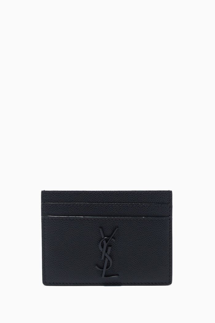 

Monogram Card Case in Grain De Poudre Embossed Leather, Black