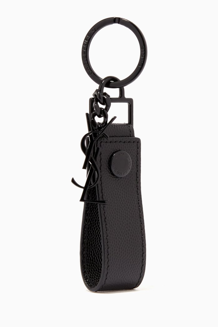 

Monogram Key Ring in Grain de Poudre Leather, Black