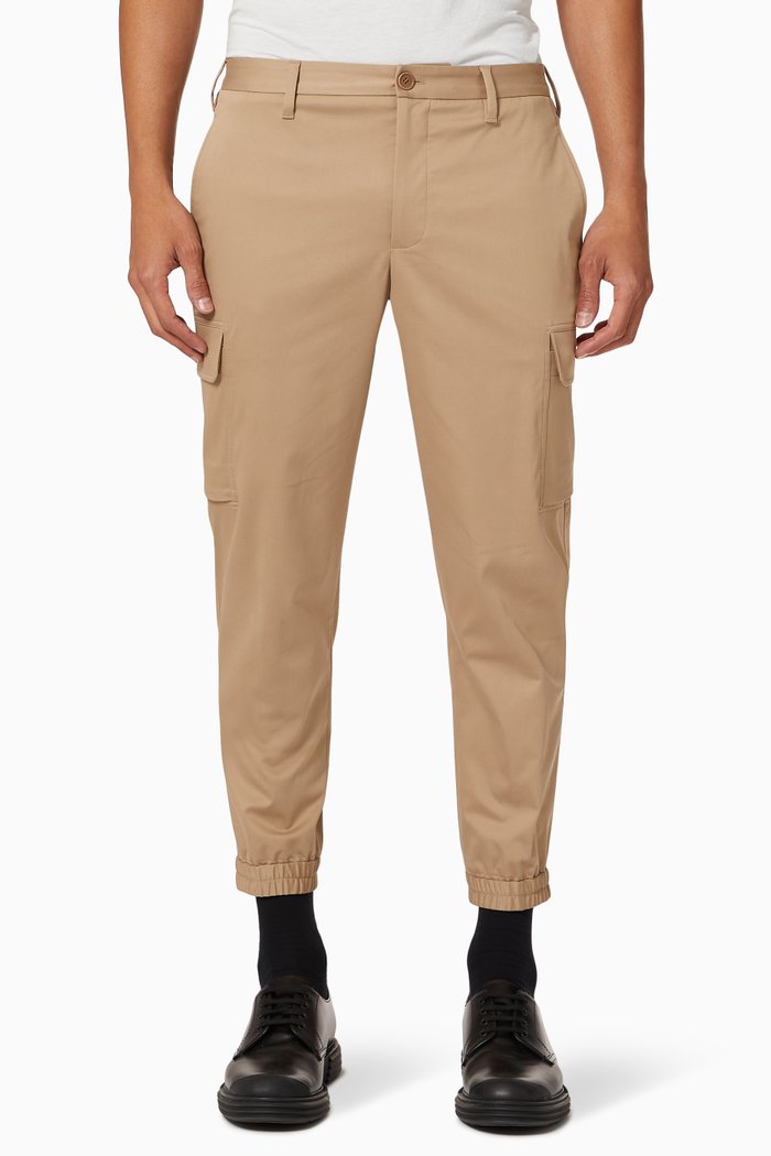 

Minimalist Skinny Cropped Cargo Trousers in Cotton-Modal Blend, Black