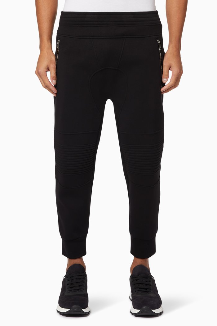 

Biker Skinny-Fit Jersey Sweatpants, Black