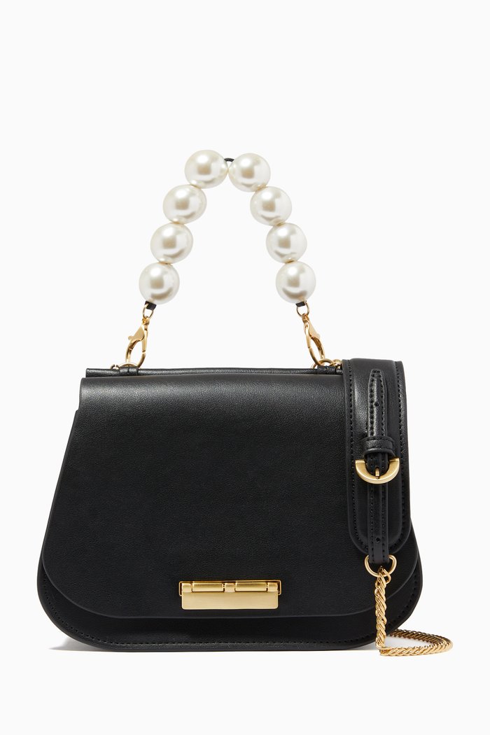 

Chantalle Saddle Chain Crossbody Bag in Leather, Black