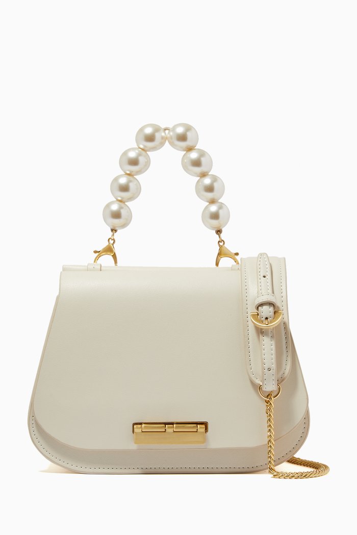 

Chantalle Saddle Chain Crossbody Bag in Leather, White