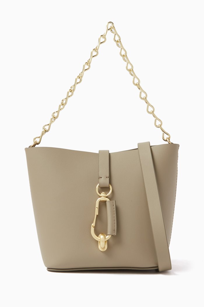 

Mini Belay Hobo Crossbody Bag in Leather, Grey