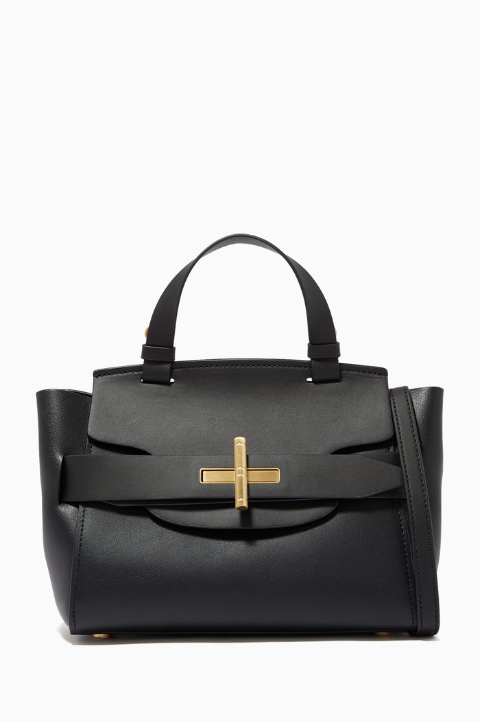 Brigette Satchel Bag in Leather, Black