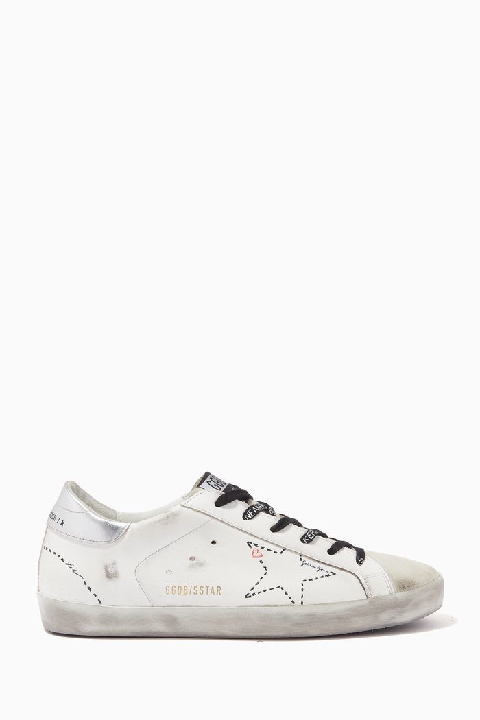 

Super-Star Sneakers with Stitching Star in Leather, White