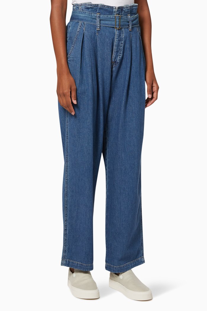 

Cotton Paperbag Jeans, Blue