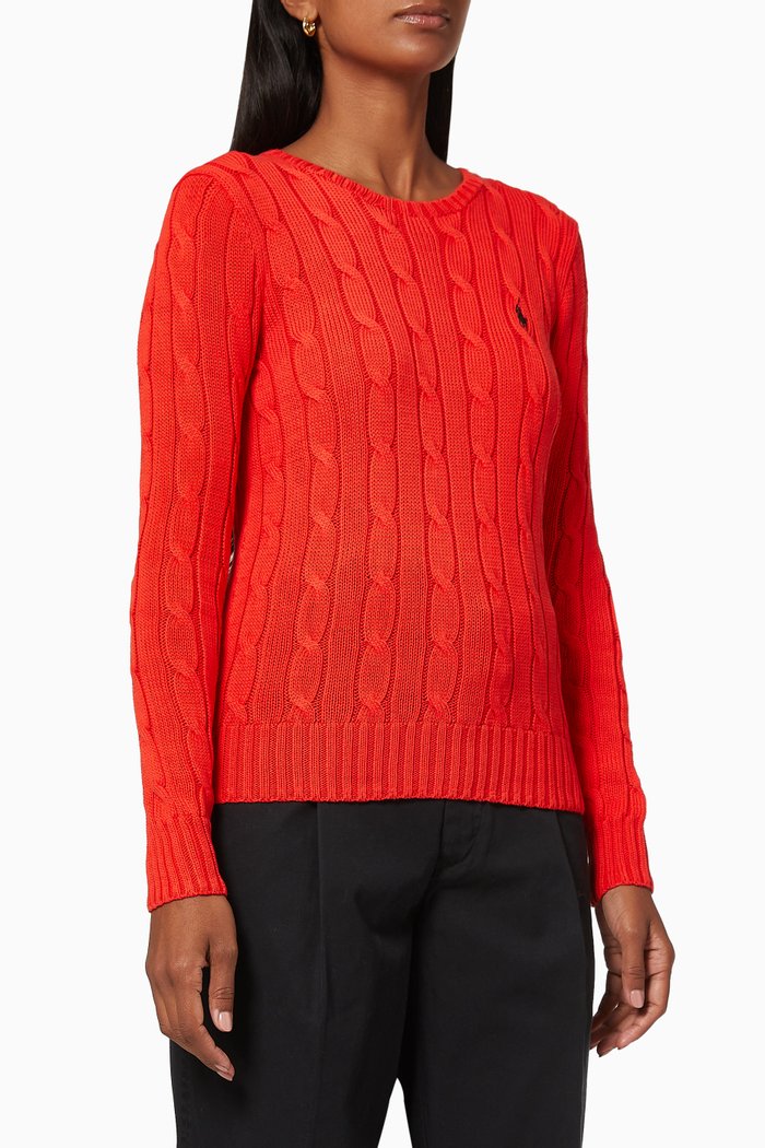 

Cable-Knit Cotton Jumper, Red