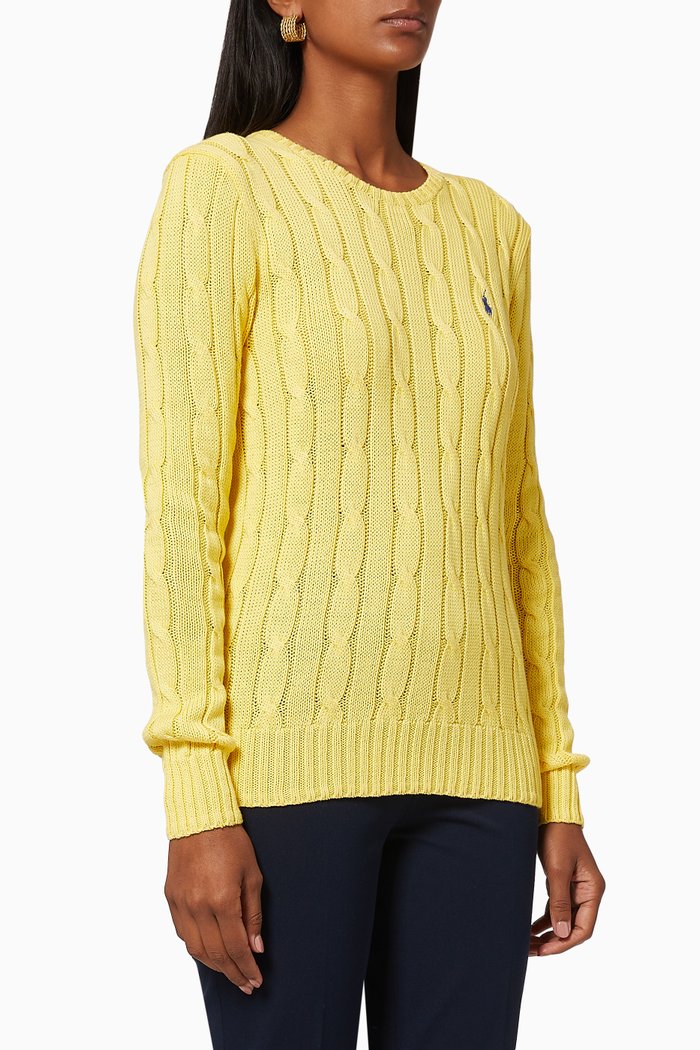 

Cable-Knit Cotton Jumper, Yellow