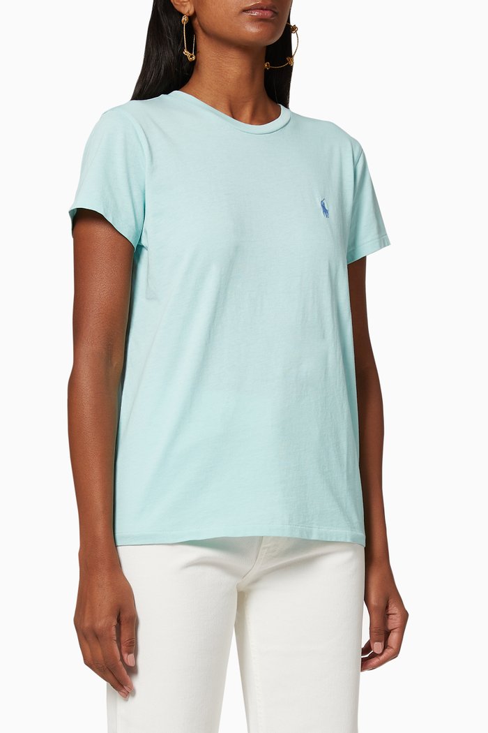 

Cotton Jersey Crewneck T-Shirt, Blue
