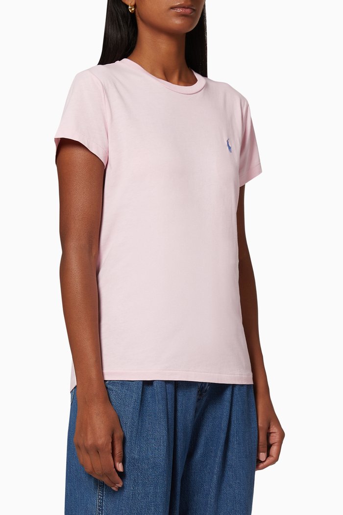 

Cotton Jersey Crewneck T-Shirt, Pink