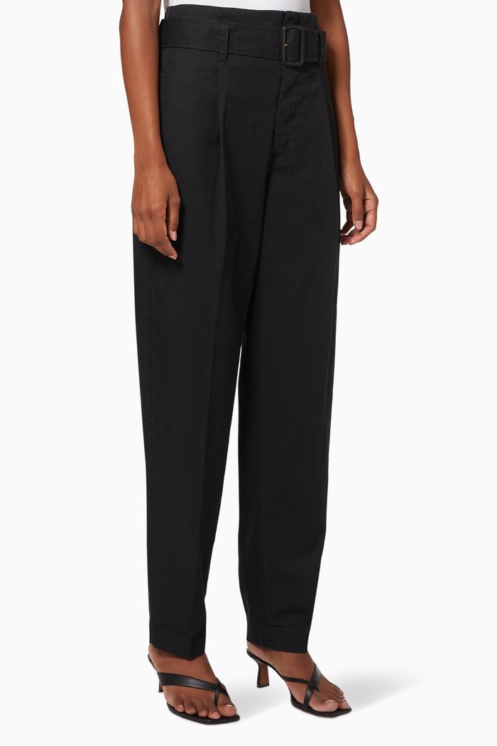 

Belted Twill Trousers, Black