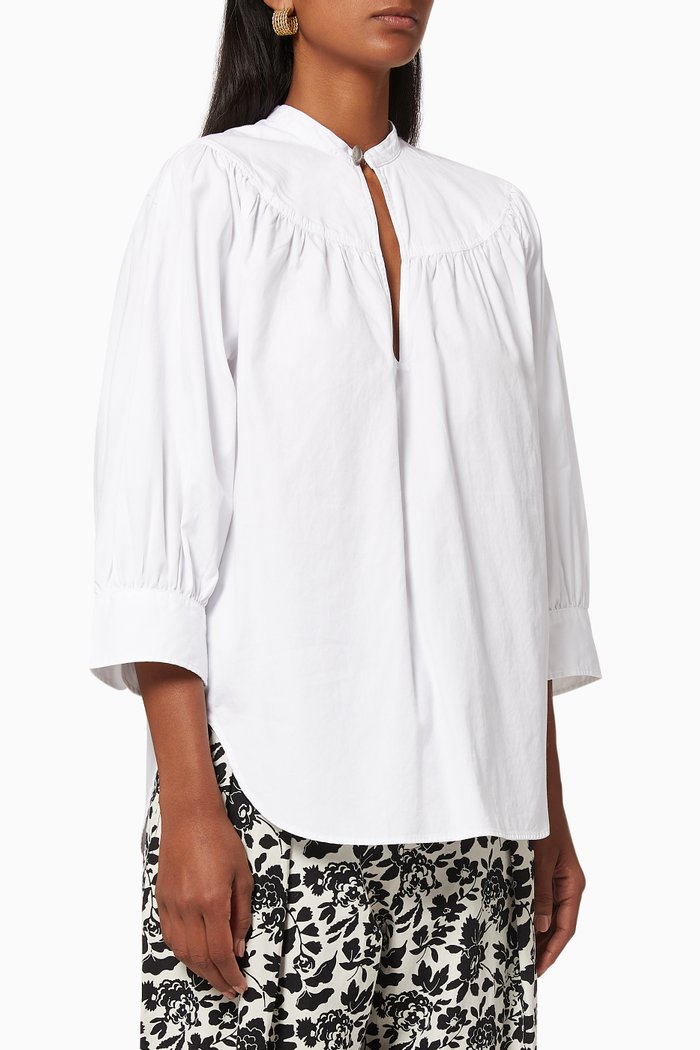 

Cotton Oxford Keyhole Shirt, White