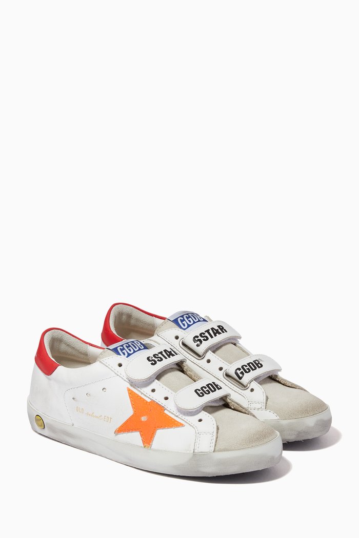 

Old School Sneakers with Leather Star in Leather, White