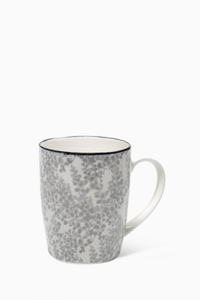 

Tue Porcelain Grey Flowers Mug, Set of 6, Multicolour