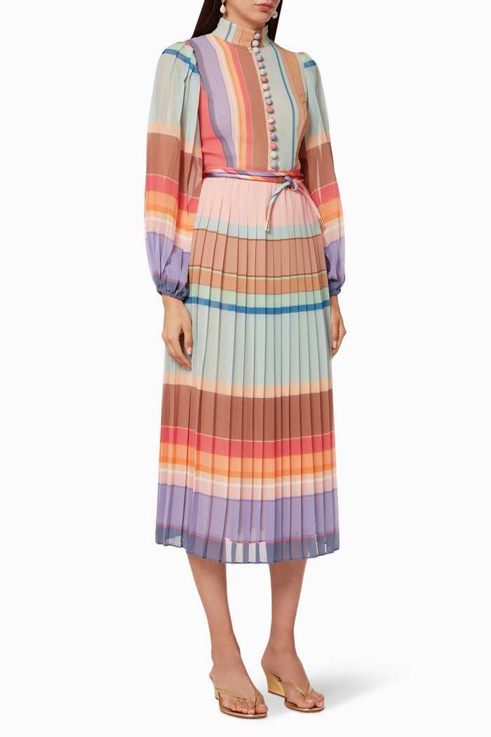 

Pleated Colour-Block Dress, Multicolour