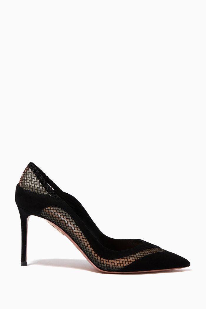 

Dalia 85 Pumps in Leather & Mesh, Black