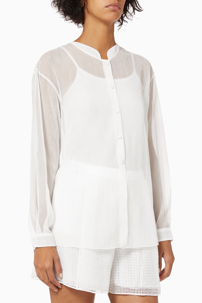 

Striped Gauze Shirt, White