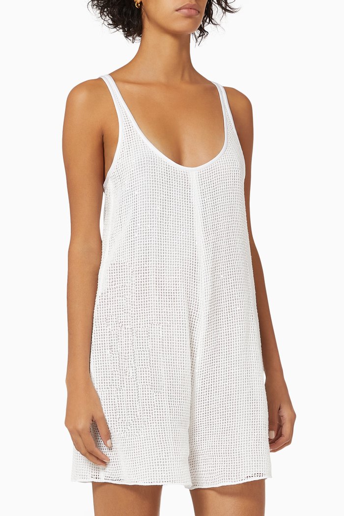 

Sequin Embellished Mesh Playsuit, White