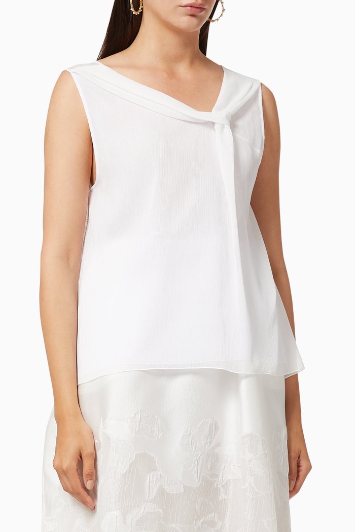 

Knot Detail Lurex Creponne Top, White
