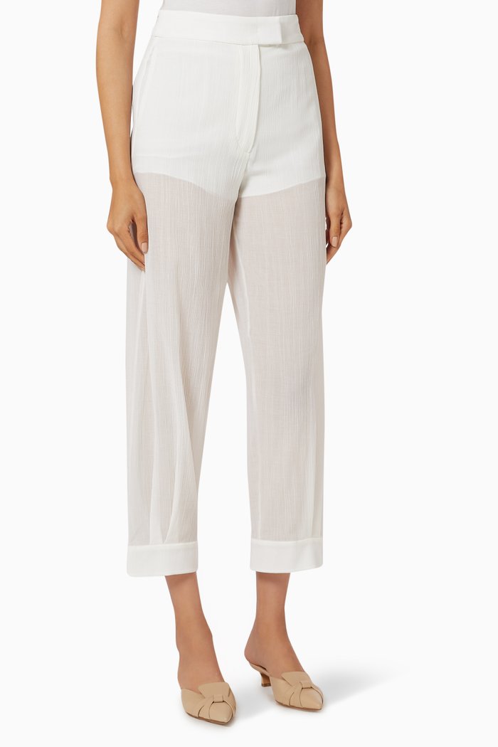 

Cropped Creponne Trousers, White
