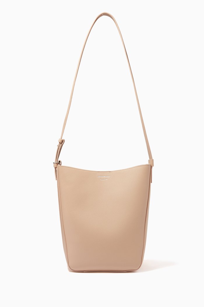 Bucket Medium Crossbody Bag in Eco Leather, Brown