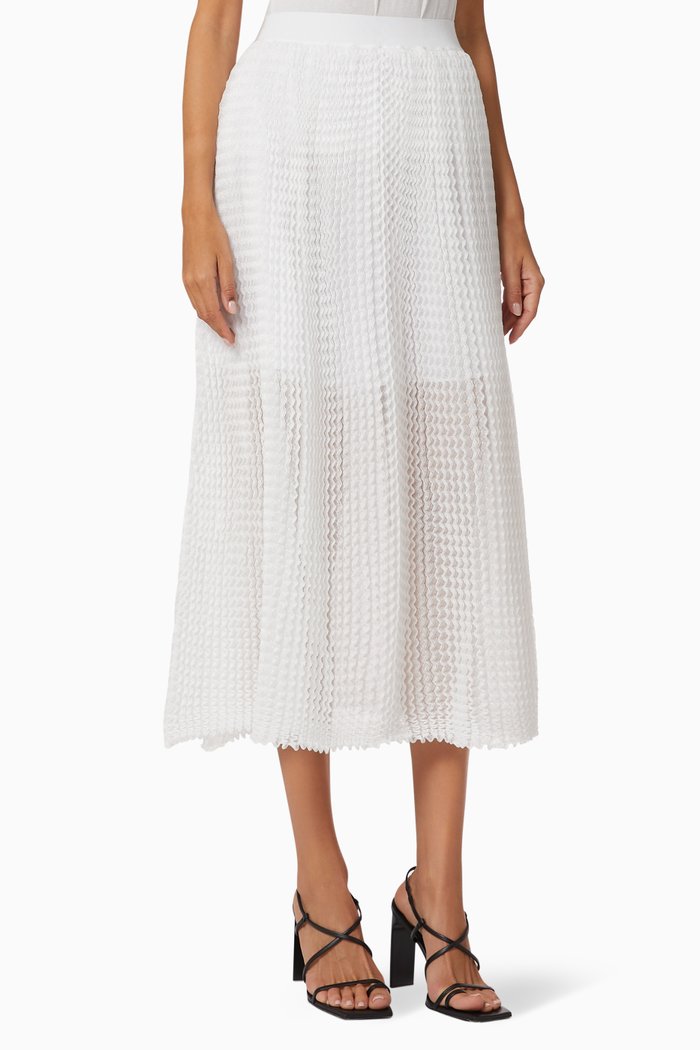

Textured Knit Midi Skirt, White